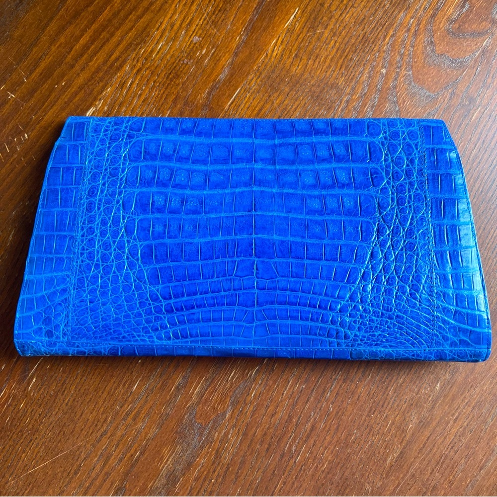 Nancy Gonzalez Blue Crocodile Slicer Clutch